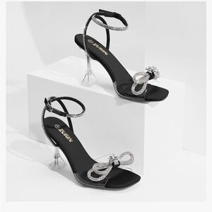 ZURIN Rhinestone Bow Heels with clear heel/size 9